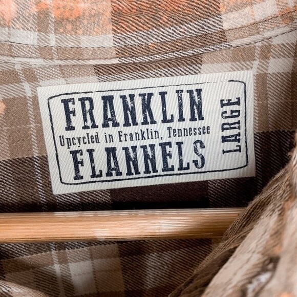Franklin Flannels unisex upcycled vintage plaid flannel size large - Picture 4 of 5
